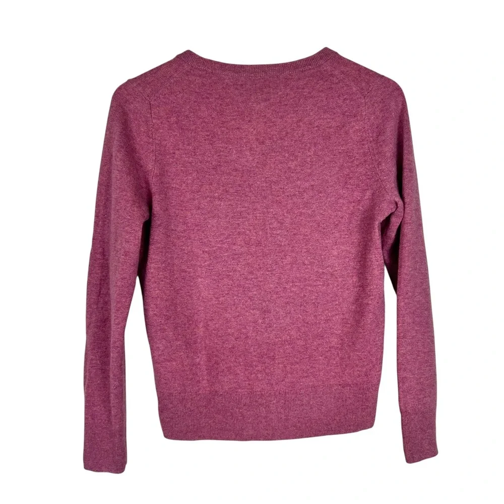 Quince Mongolian Cashmere V-Neck Sweater Magenta Pink Heather Small - Picture 2 of 9